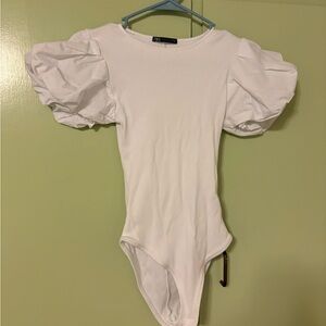 Zara White Puff Sleeve Bodysuit for Kids